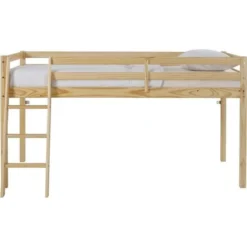 Lit Mi-hauteur Enfant- Bois Pin Massif - Naturel - Sommier Inclus - 90 X 190 Cm - PINKIE -Repose Lit Soldes Boutique lit mi hauteur enfant bois pin massif naturel sommier inclus 90 x 190 cm pinkie 3770017653458 759336