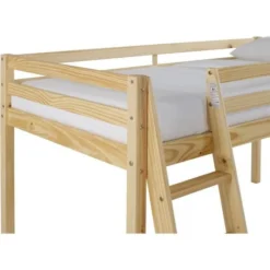 Lit Mi-hauteur Enfant- Bois Pin Massif - Naturel - Sommier Inclus - 90 X 190 Cm - PINKIE -Repose Lit Soldes Boutique lit mi hauteur enfant bois pin massif naturel sommier inclus 90 x 190 cm pinkie 3770017653458 759338