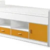 Lit Multi-rangement 90x200 Cm Avec Sommier Bois Blanc Et Orange Bonny 2 Lit Multi-rangement 90x200 Cm Avec Sommier Bois Blanc Et Orange Bonny -Repose Lit Soldes Boutique lit multi rangement 90x200 cm avec sommier bois blanc et orange bonny 5420070225175 1512884