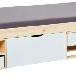 Lit Multi-rangement Pin Massif Clair Et Blanc Jam 90