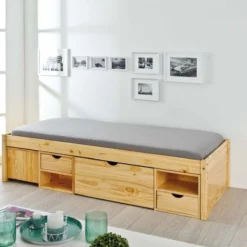 Lit Multi-rangement Pin Massif Vernis Naturel Klass 90x200 Cm -Repose Lit Soldes Boutique lit multi rangement pin massif vernis naturel klass 90x200 cm 4010340346306 577644