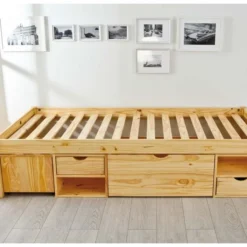 Lit Multi-rangement Pin Massif Vernis Naturel Klass 90x200 Cm -Repose Lit Soldes Boutique lit multi rangement pin massif vernis naturel klass 90x200 cm 4010340346306 577645