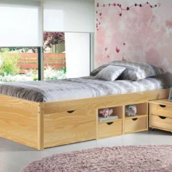 Lit Multi-rangement Pin Massif Vernis Naturel Klass 90x200 Cm -Repose Lit Soldes Boutique lit multi rangement pin massif vernis naturel klass 90x200 cm 4010340346306 69702