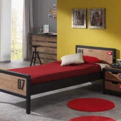 Lit Pin Massif Foncé Et Noir Alex 90x200 Cm -Repose Lit Soldes Boutique lit pin massif fonce et noir alex 90x200 cm 5420070209663 689605