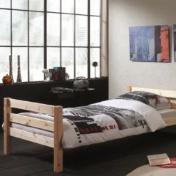 Lit Simple 90x200 Cm Pin Massif Clair Pino -Repose Lit Soldes Boutique lit simple 90x200 cm pin massif clair pino 5420070207393 693649