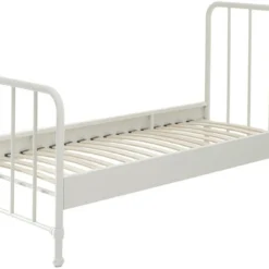 Lit Simple Métal Blanc Mat Bronx 90x200 Cm