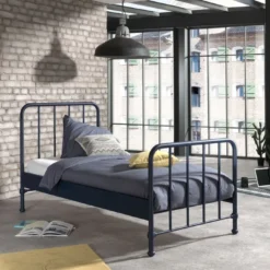 Lit Simple Métal Bleu Mat Bronx 90x200 Cm -Repose Lit Soldes Boutique lit simple metal bleu mat bronxx 90x200 cm 5420070235631 695368