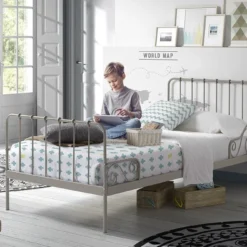 Lit Simple Métal Gris Alice 90x200 Cm -Repose Lit Soldes Boutique lit simple metal gris alice 90x200 cm 5420070222594 91930