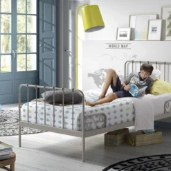 Lit Simple Métal Gris Alice 90x200 Cm -Repose Lit Soldes Boutique lit simple metal gris alice 90x200 cm 5420070222594 91931