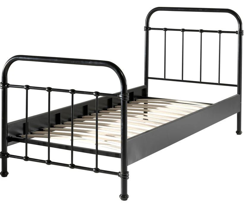 Lit Simple Métal Noir New York 90x200 Cm 4 Lit Simple Métal Noir New York 90x200 Cm – Image 2