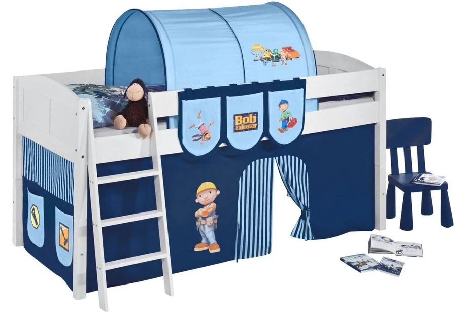 Lit Surélevé Blanc Laqué Rideau Bob Le Bricoleur IDA 4106 3 Lit Surélevé Blanc Laqué Rideau Bob Le Bricoleur IDA 4106