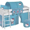 Lit Surélevé Blanc Rideau Bleu Hello Kitty 90x200 Cm -Repose Lit Soldes Boutique lit sureleve blanc rideau bleu hello kitty 90x200 cm 220375