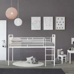Lit Surélevé Enfant 90 X 190 Cm En Métal - Gris Clair - Sommier Inclus - JULY -Repose Lit Soldes Boutique lit sureleve enfant 90 x 190 cm en metal gris clair sommier inclus july 3612400210834 536232