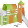 Lit Surélevé Toboggan Blanc Laqué Avec Tour Et Rideau Vert Et Orange Milo 90x190 Cm 2 Lit Surélevé Toboggan Blanc Laqué Avec Tour Et Rideau Vert Et Orange Milo 90x190 Cm -Repose Lit Soldes Boutique lit sureleve toboggan blanc laque avec tour et rideau vert et orange milo 90x190 cm 4260304319277 221286