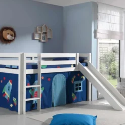 Lit Toboggan 90x200 Cm Avec Tente Astra Pin Massif Blanc Pino -Repose Lit Soldes Boutique lit toboggan 90x200 cm avec tente astra pin massif blanc pino 5420070228046 712368