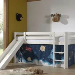 Lit Toboggan 90x200 Cm Avec Tente Astronaute Pin Massif Blanc Pino -Repose Lit Soldes Boutique lit toboggan 90x200 cm avec tente astronaute pin massif blanc pino 5420070236584 712305