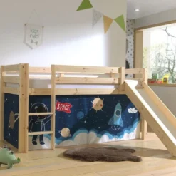 Lit Toboggan 90x200 Cm Avec Tente Astronaute Pin Massif Clair Pino -Repose Lit Soldes Boutique lit toboggan 90x200 cm avec tente astronaute pin massif clair pino 5420070236652 709297