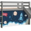 Lit Toboggan 90x200 Cm Avec Tente Astronaute Pin Massif Gris Pino