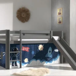 Lit Toboggan 90x200 Cm Avec Tente Astronaute Pin Massif Gris Pino -Repose Lit Soldes Boutique lit toboggan 90x200 cm avec tente astronaute pin massif gris pino 5420070236720 712526