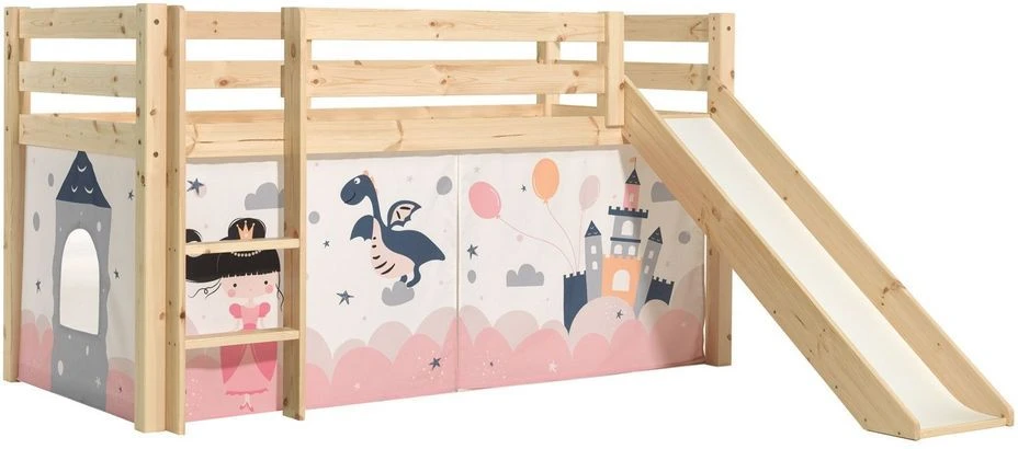 Lit Toboggan 90x200 Cm Avec Tente Château Pin Massif Clair Pino 3 Lit Toboggan 90x200 Cm Avec Tente Château Pin Massif Clair Pino