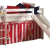 Lit Toboggan 90x200 Cm Avec Tente Clown Pin Massif Blanc Pino
