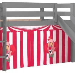 Lit Toboggan 90x200 Cm Avec Tente Clown Pin Massif Gris Pino