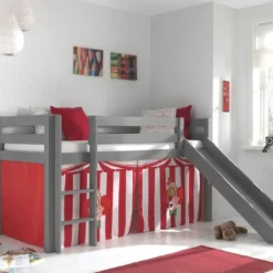 Lit Toboggan 90x200 Cm Avec Tente Clown Pin Massif Gris Pino -Repose Lit Soldes Boutique lit toboggan 90x200 cm avec tente clown pin massif gris pino 5420070234771 712417