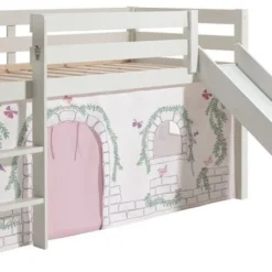 Lit Toboggan 90x200 Cm Avec Tente Contra Pin Massif Blanc Pino