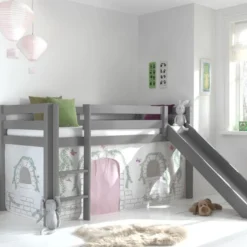 Lit Toboggan 90x200 Cm Avec Tente Contra Pin Massif Gris Pino -Repose Lit Soldes Boutique lit toboggan 90x200 cm avec tente contra pin massif gris pino 5420070234979 715093