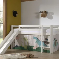 Lit Toboggan 90x200 Cm Avec Tente Dinosaure Pin Massif Blanc Pino -Repose Lit Soldes Boutique lit toboggan 90x200 cm avec tente dinosaure pin massif blanc pino 5420070236591 712308