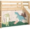 Lit Toboggan 90x200 Cm Avec Tente Dinosaure Pin Massif Clair Pino