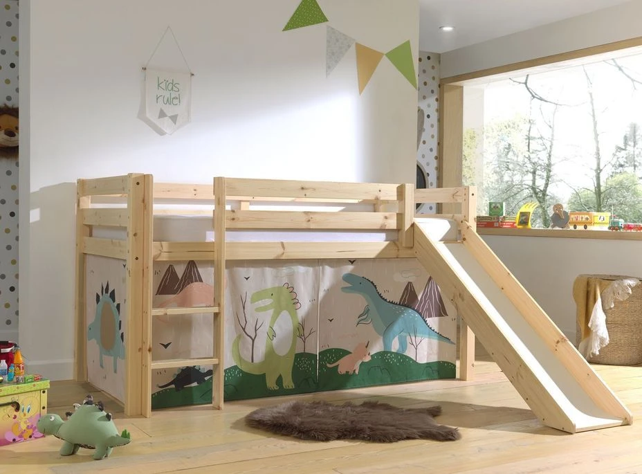 Lit Toboggan 90x200 Cm Avec Tente Dinosaure Pin Massif Clair Pino 5 Lit Toboggan 90x200 Cm Avec Tente Dinosaure Pin Massif Clair Pino – Image 3