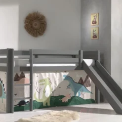 Lit Toboggan 90x200 Cm Avec Tente Dinosaure Pin Massif Gris Pino -Repose Lit Soldes Boutique lit toboggan 90x200 cm avec tente dinosaure pin massif gris pino 5420070236737 712538