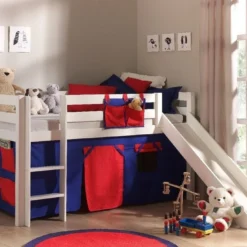 Lit Toboggan 90x200 Cm Avec Tente Domino Pin Massif Blanc Pino -Repose Lit Soldes Boutique lit toboggan 90x200 cm avec tente domino pin massif blanc pino 5420070212953 709378