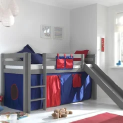 Lit Toboggan 90x200 Cm Avec Tente Domino Pin Massif Gris Pino -Repose Lit Soldes Boutique lit toboggan 90x200 cm avec tente domino pin massif gris pino 5420070234801 712427