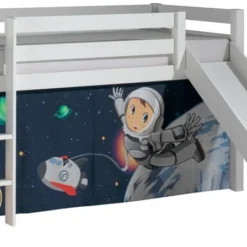 Lit Toboggan 90x200 Cm Avec Tente Espace Pin Massif Blanc Pino