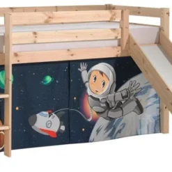 Lit Toboggan 90x200 Cm Avec Tente Espace Pin Massif Clair Pino