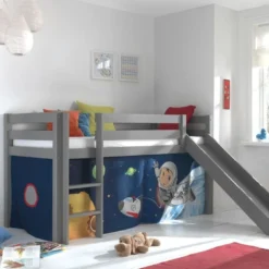 Lit Toboggan 90x200 Cm Avec Tente Espace Pin Massif Gris Pino -Repose Lit Soldes Boutique lit toboggan 90x200 cm avec tente espace pin massif gris pino 5420070234849 712433