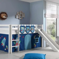 Lit Toboggan 90x200 Cm Avec Tente Et 3 Pochettes Astra Pin Massif Blanc Pino -Repose Lit Soldes Boutique lit toboggan 90x200 cm avec tente et 3 pochettes astra pin massif blanc pino 5420070228060 712374