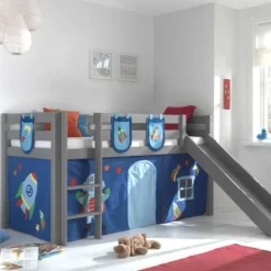 Lit Toboggan 90x200 Cm Avec Tente Et 3 Pochettes Astra Pin Massif Gris Pino -Repose Lit Soldes Boutique lit toboggan 90x200 cm avec tente et 3 pochettes astra pin massif gris pino 5420070234955 715087