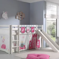 Lit Toboggan 90x200 Cm Avec Tente Et 3 Pochettes Princesse Pin Massif Blanc Pino -Repose Lit Soldes Boutique lit toboggan 90x200 cm avec tente et 3 pochettes princesse pin massif blanc pino 5420070228022 712362