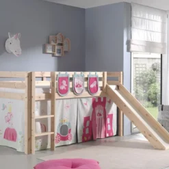 Lit Toboggan 90x200 Cm Avec Tente Et 3 Pochettes Princesse Pin Massif Clair Pino -Repose Lit Soldes Boutique lit toboggan 90x200 cm avec tente et 3 pochettes princesse pin massif clair pino 5420070228152 709333