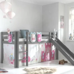 Lit Toboggan 90x200 Cm Avec Tente Et 3 Pochettes Princesse Pin Massif Gris Pino -Repose Lit Soldes Boutique lit toboggan 90x200 cm avec tente et 3 pochettes princesse pin massif gris pino 5420070234917 715075
