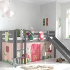 Lit Toboggan 90x200 Cm Avec Tente Et 3 Pochettes Printemps Pin Massif Gris Pino -Repose Lit Soldes Boutique lit toboggan 90x200 cm avec tente et 3 pochettes printemps pin massif gris pino 5420070234870 715063