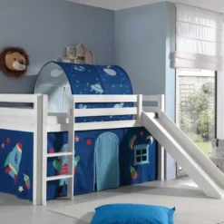 Lit Toboggan 90x200 Cm Avec Tente Et Tunnel Astra Pin Massif Blanc Pino -Repose Lit Soldes Boutique lit toboggan 90x200 cm avec tente et tunnel astra pin massif blanc pino 5420070228053 712371