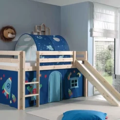 Lit Toboggan 90x200 Cm Avec Tente Et Tunnel Astra Pin Massif Clair Pino -Repose Lit Soldes Boutique lit toboggan 90x200 cm avec tente et tunnel astra pin massif clair pino 5420070228183 709342