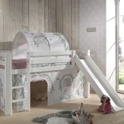 Lit Toboggan 90x200 Cm Avec Tente Et Tunnel Contra Pin Massif Blanc Pino -Repose Lit Soldes Boutique lit toboggan 90x200 cm avec tente et tunnel contra pin massif blanc pino 5420070231626 712383