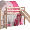 Lit Toboggan 90x200 Cm Avec Tente Et Tunnel Princesse Pin Massif Clair Pino