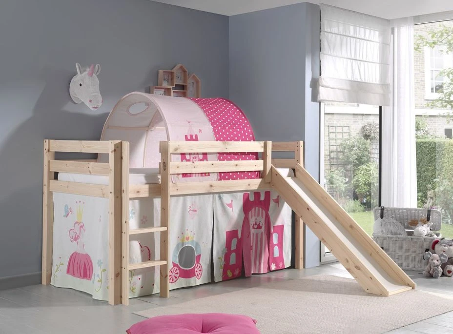 Lit Toboggan 90x200 Cm Avec Tente Et Tunnel Princesse Pin Massif Clair Pino 5 Lit Toboggan 90x200 Cm Avec Tente Et Tunnel Princesse Pin Massif Clair Pino – Image 3