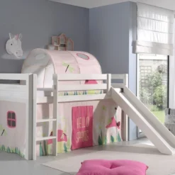 Lit Toboggan 90x200 Cm Avec Tente Et Tunnel Printemps Pin Massif Blanc Pino -Repose Lit Soldes Boutique lit toboggan 90x200 cm avec tente et tunnel printemps pin massif blanc pino 5420070227964 712314